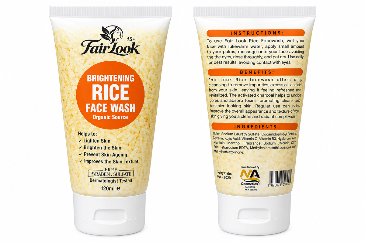 FairLook Rice Face Wash front and back packaging