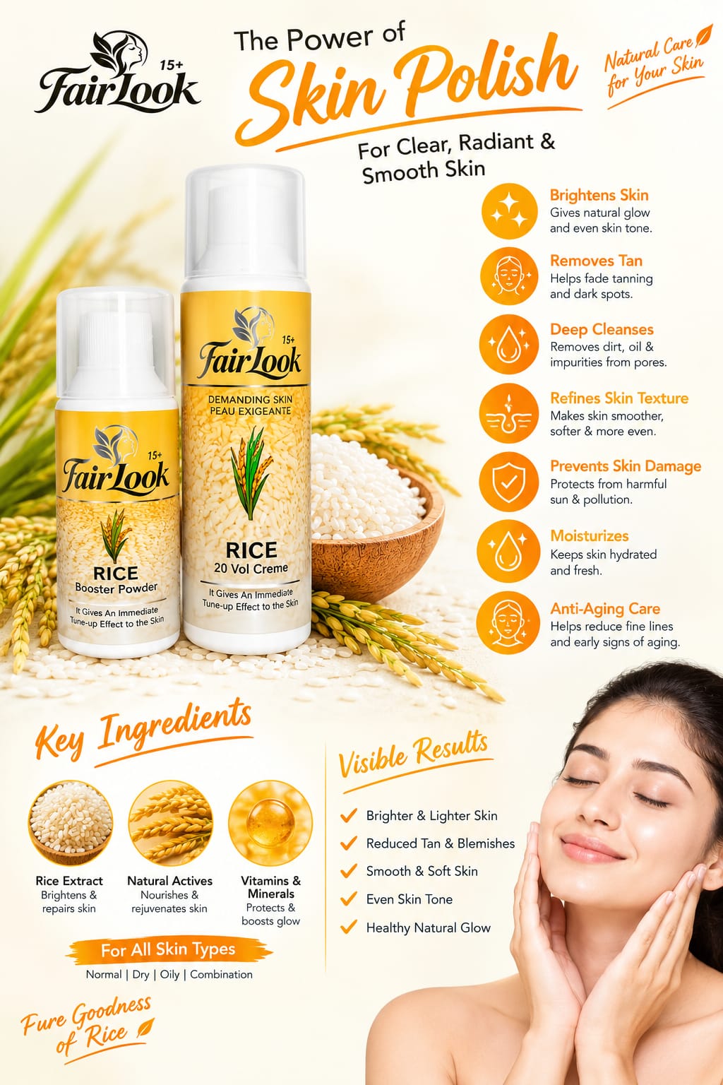 FairLook Rice Skin Polish promotional product overview