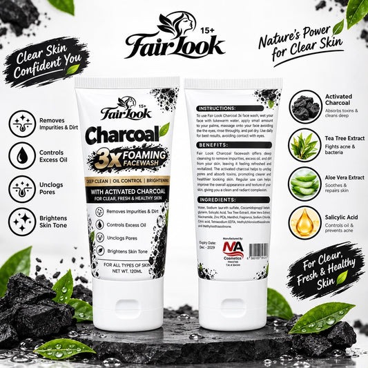 FairLook Charcoal 3X Foaming Face Wash – 120ml