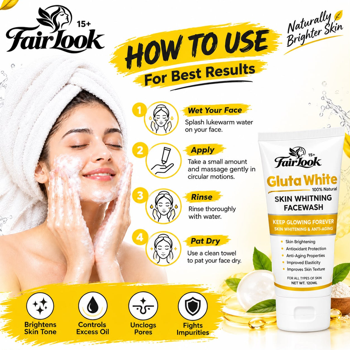 FairLook Gluta White Face Wash-120ml
