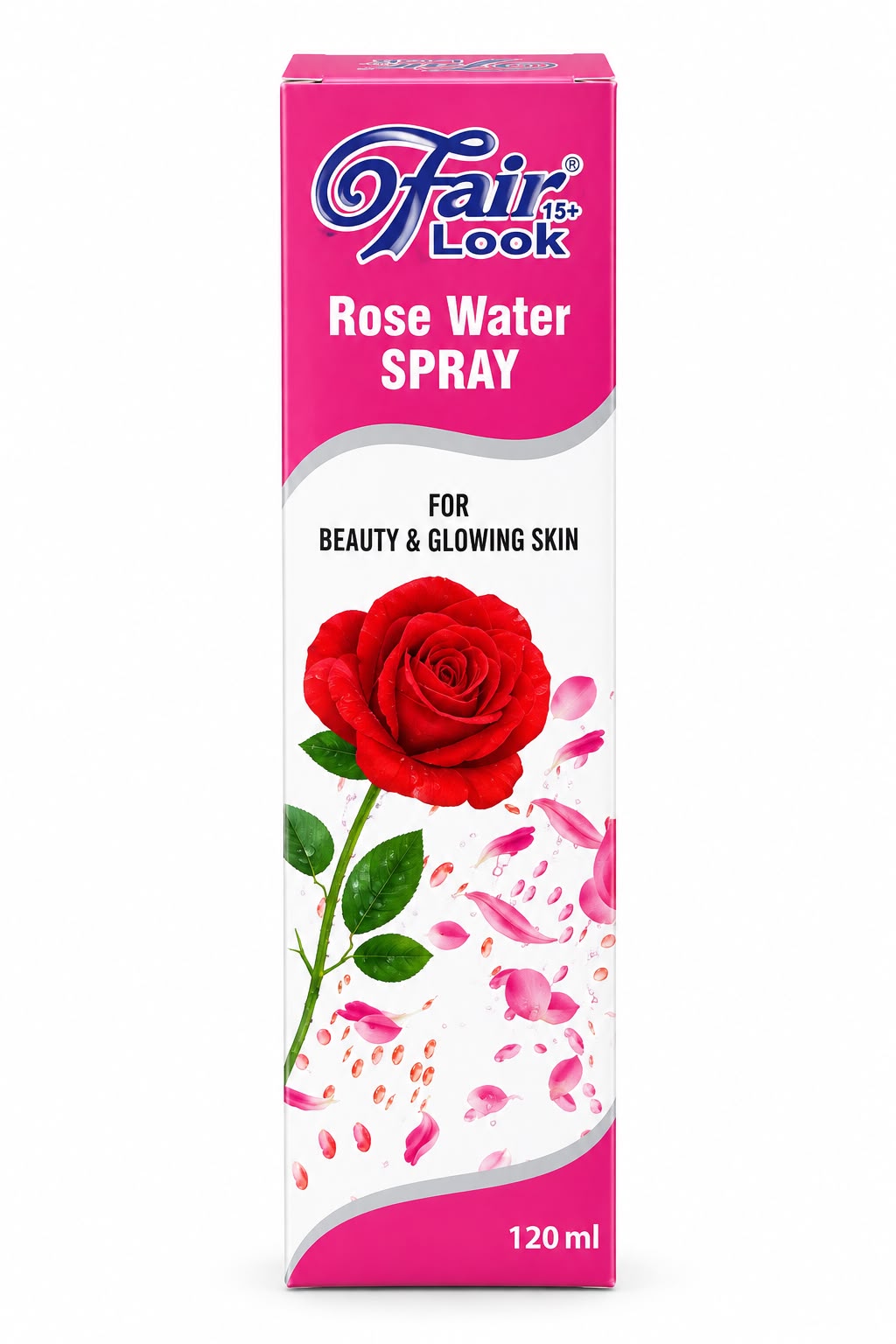 FairLook Rose Water Spray 120ml pink and white product box